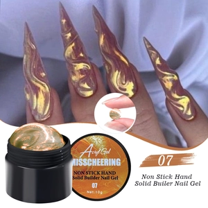 Detailansicht des nicht klebenden Solid Builder Nagelsgels mit Marmor-Nailart-Effekt