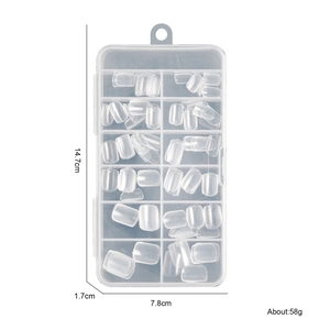 120 faux ongles courts transparents pour enfants dans une boîte de rangement 12 grilles
