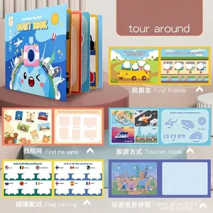 Around the world busy book for kids with interactive puzzles and sticker activities