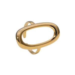 Minimalist gold plated stainless steel open ring with geometric hollow oval design