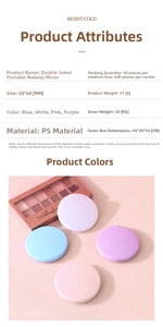 Gros plan d'un miroir de maquillage rond compact double face aux couleurs pastel