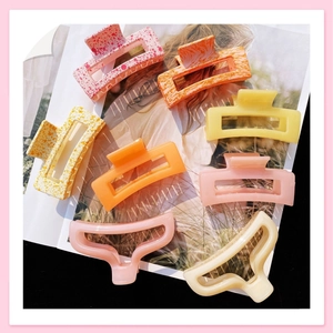 Large Acrylic Hair Claw Clip Geometric Square Matte Splatter Paint Pattern Hollow Minimalist Headwear For Women