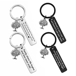 Tree Of Life Keychain Stainless Steel Engraved Inspirational Quote Pendant Family Wedding Gift For Women And Friends