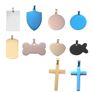 Stainless Steel Dog Tag Pendant Necklace Blank Bone Shield Heart Fish Shape Military Style Unisex Jewelry