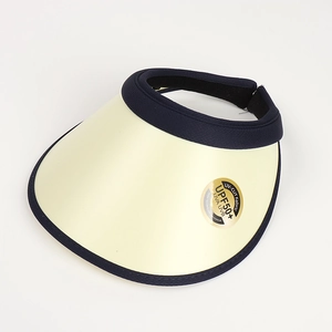 Detailed view of wide-brim sun visor with UPF50+ certification and breathable mesh fabric