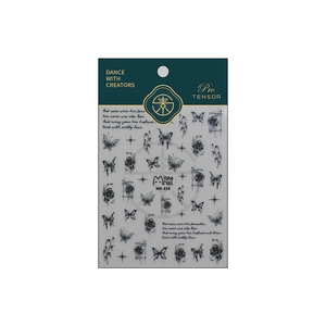 Pro TENSOR 5D embossed nail stickers featuring black butterfly and rose motifs