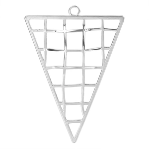 Detailed view of silver mesh hollow triangle pendant crafted from high-quality steel