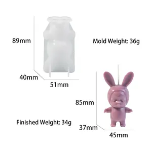 3D sleeping baby bunny silicone mold for DIY candles with dimensions and weight specs