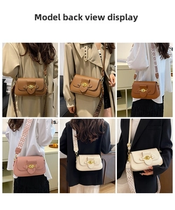 Vues détaillées du sac bandoulière avec sangle géométrique et texture grainée