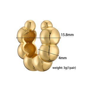 Detailed view of golden beaded ear cuff with dimensions 15.8mm diameter and 4mm width