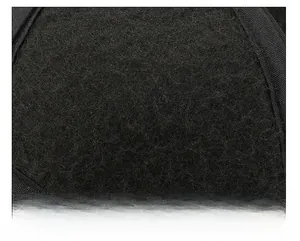 Detail of warm black fleece lining and soft texture of the winter baseball cap