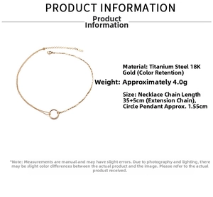 Detail specifications of 18K gold plated titanium steel double chain necklace with ring pendant