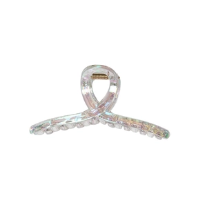 Iridescent laser shark hair claw clip in transparent finish for women's hair styling