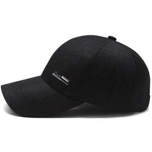 Casquette de baseball noire classique pour hommes avec logo en métal et tissu texturé