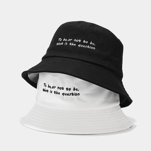 Cotton Canvas Bucket Hat With Shakespeare Quote Embroidery Casual Sun Protection Summer Travel Cap For Women Men