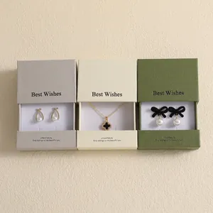 Three premium drawer jewelry gift boxes with elegant necklaces and earrings in stylish sets