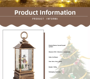 Dimensions détaillées de la lanterne de Noël rétro avec bonhomme de neige et LED