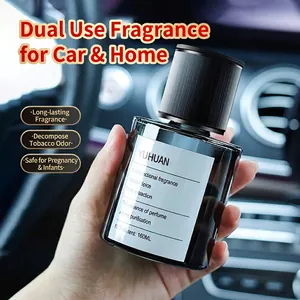 Minimalist 160ML glass car aromatherapy bottle held in hand within a vehicle interior