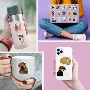 Waterproof vinyl dog meme stickers pack for laptop, phone case, and water bottles