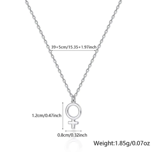 S925 silver necklace dimensions with Venus pendant size and chain length detail