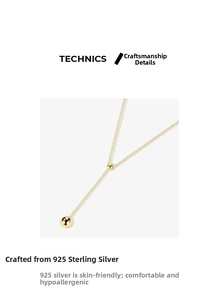 Detail der s925 Sterling Silber Y-Halskette in Gold mit minimalistischen Rundperlen