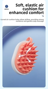Detail of scalp massage brush with soft silicone bristles and air cushion structure