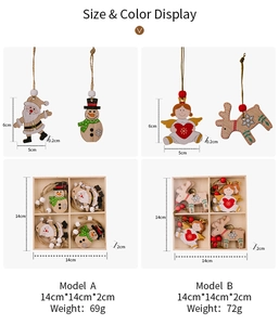 Size and color specifications for wooden Christmas ornaments set in Model A and B