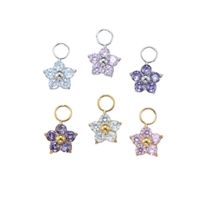 Stainless steel plum blossom zircon charms for DIY earrings in gold and silver finish