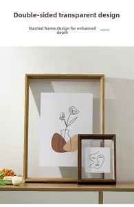 Double-sided transparent wooden frame with beveled edges for A4 specimen display