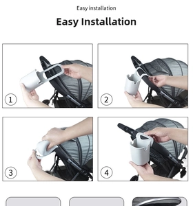 Detailed four-step guide for easy installation of the flexible silicone stroller cup holder