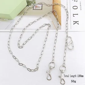 Polished silver metal crossbody chain strap 1200mm length with lobster clasps