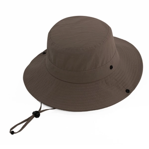 Cappello da sole marrone di alta qualità con tesa larga e cinturino sottogola regolabile
