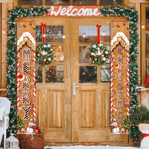 Christmas snowman gingerbread door banners set for festive party entrance decoration