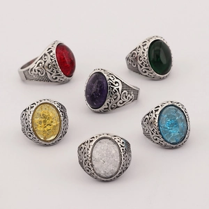 Retro Viking Men Ring Stainless Steel With Artificial Gemstone Engraved Court Style Vintage Fashion Jewelry Accessory