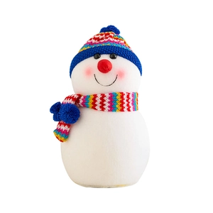 Figurine de bonhomme de neige de Noël avec bonnet et écharpe en tricot pour décoration