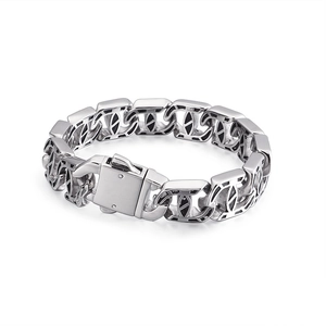 Hip hop silver Cuban link chain bracelet for men featuring a bold sun head emblem