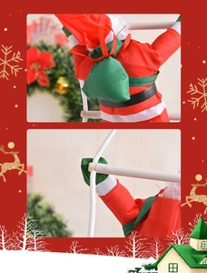 Detail of Santa Claus gift bag and nylon rope connection for 30cm Christmas tree hanging