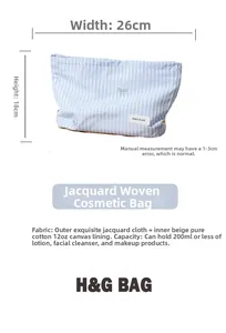 Trousse maquillage à carreaux bleus 26x18cm avec doublure toile et tissu jacquard