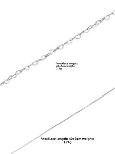 Detail of silver heart link and snake chains with weight 2.9g and 1.74g, length 40+5cm