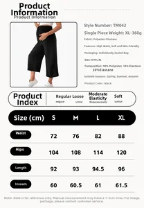 Detaillierte Größentabelle für Umstandshosen mit Maßen von S bis XL in Schwarz