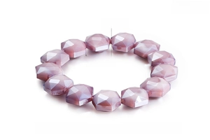 Detail of purple crystal bracelet with hexagonal beads and 14mm width dimensions