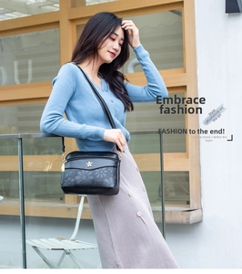Black floral embossed shoulder bag for women elegant casual crossbody messenger bag