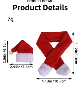 Detailed size specifications of mini Christmas hat and scarf bottle decoration set