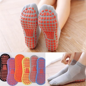 Non-slip yoga socks with silicone grip matrix in six bright colors for kids and adults