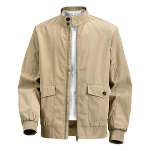 Men Harrington Jacke Stehkragen Reißverschluss Lässige Oberbekleidung Cord Workwear Mantel Mit Pattentaschen