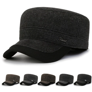 Berretto Militare Da Uomo Stile Lana Cappello Piatto Con Paraorecchie Foderato In Pile Inverno Caldo Casual
