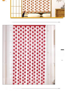 Red and orange maple leaf rain silk curtain hanging as festive background party decor