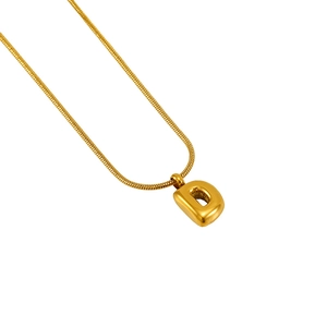 Poliertes 18K vergoldetes Schlangenkette-Halsband mit klobigem Buchstaben-D-Anhänger
