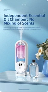 White aromatherapy machine with digital display and removable pink oil capsule detail