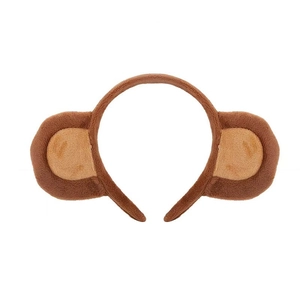 Cerchietto orecchie di scimmia marrone in peluche per feste e costumi da bimba